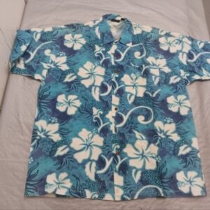 Blue Floral Hawaiian Shirt
